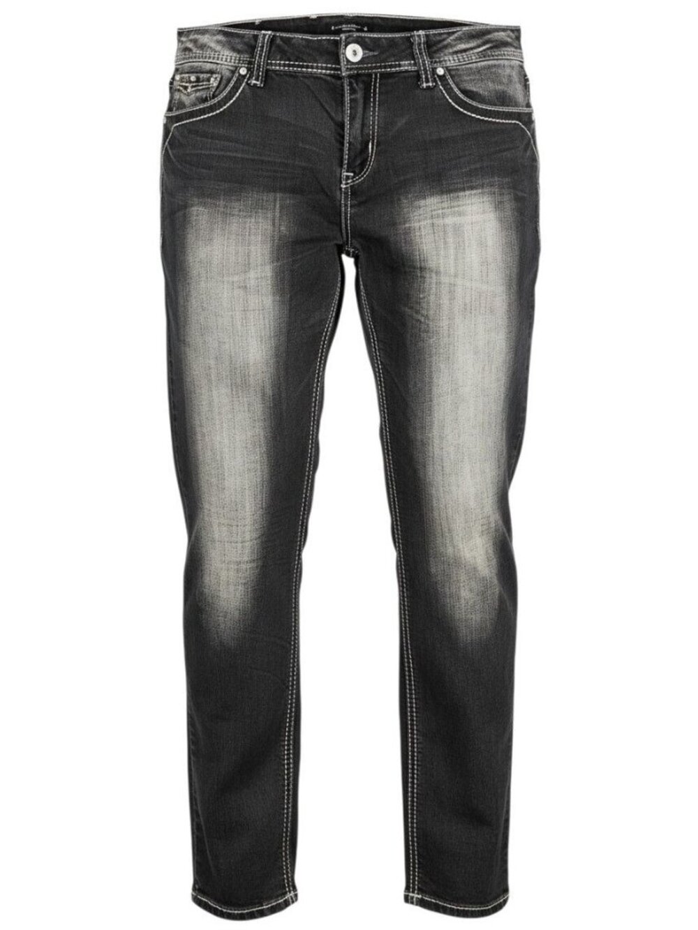 YMI Jeans Womens Black Distressed Straight-Leg Denim Size 15